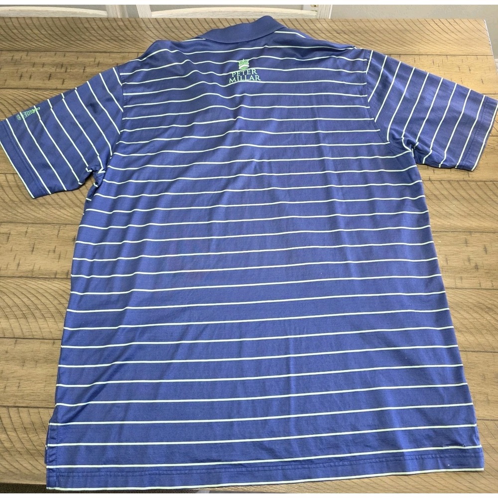 Peter Millar Polo Shirt Mens XL Blue Green Stripes Summer Comfort Performance ^ - Picture 2 of 11